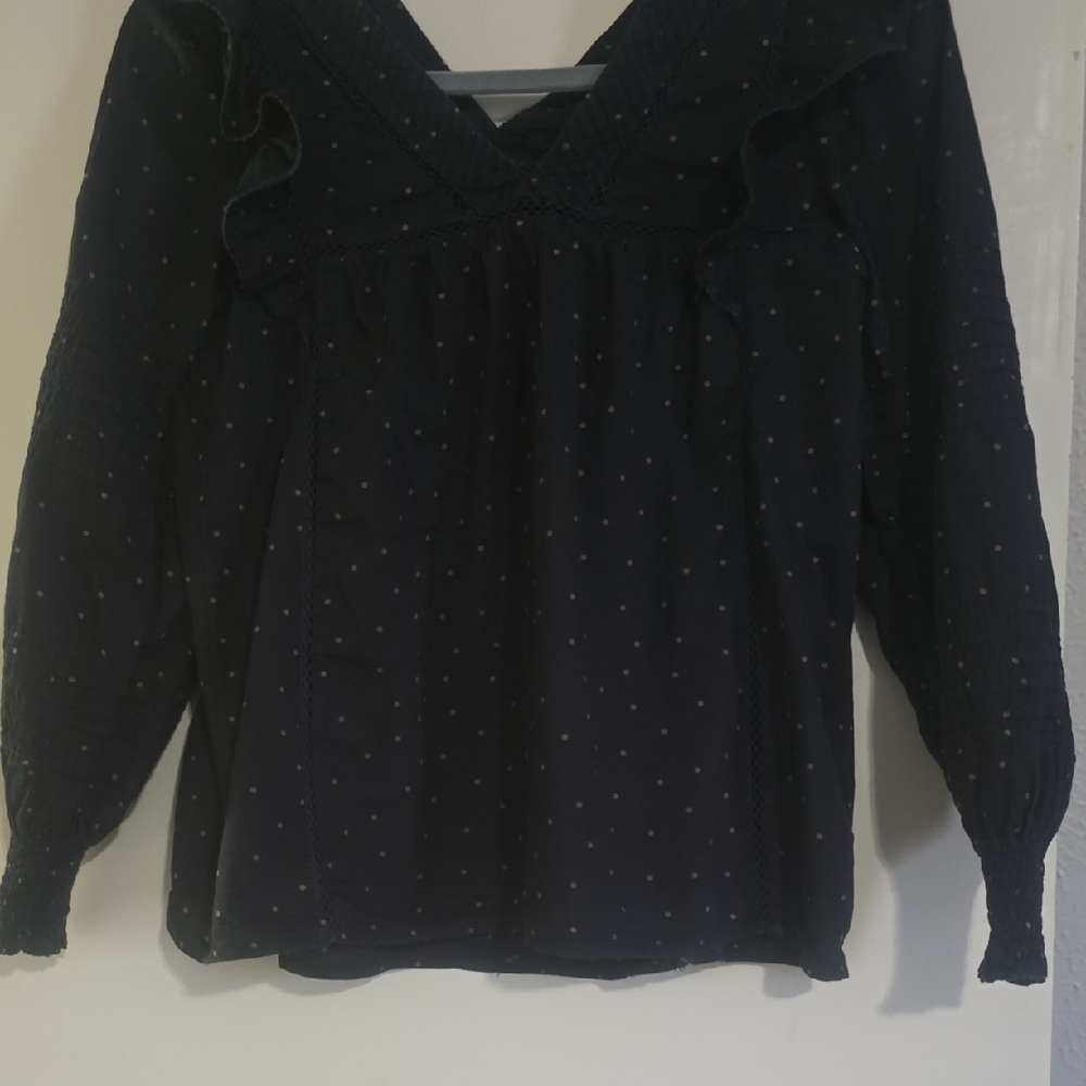 Women's Black Ruffled Top